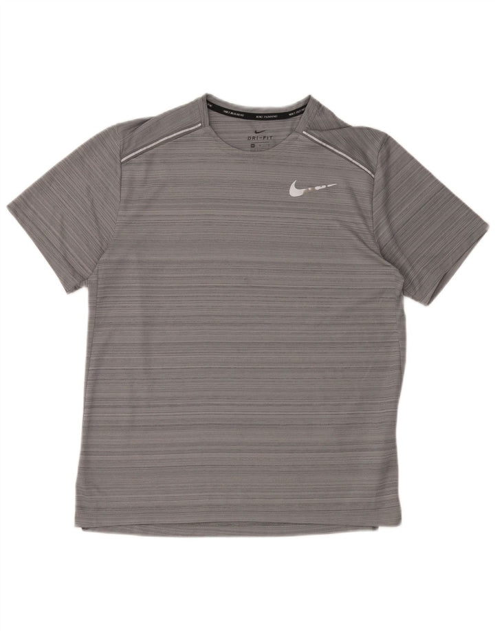 Nike Homme Dri Fit T-Shirt Haut Gris Moyen Rayé Polyester