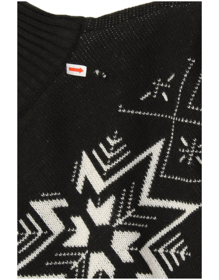VINTAGE Pull col zippé pour homme Noir moyen Fair Isle Polyacrylique