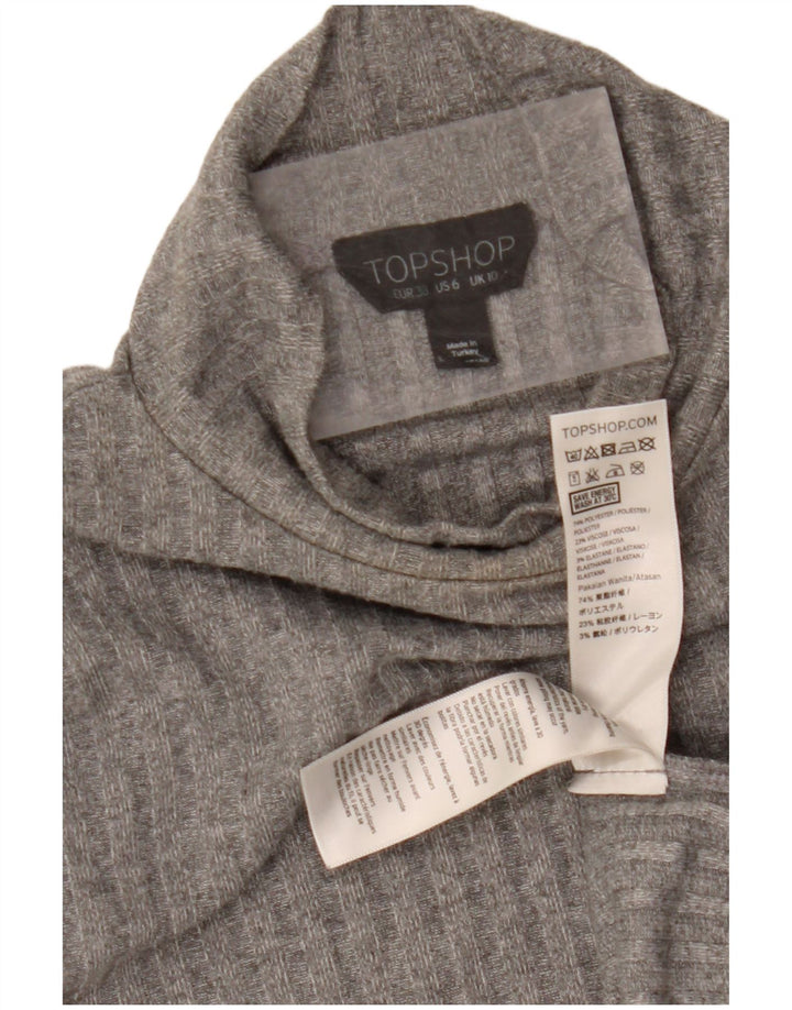 TOPSHOP Womens Turtle Neck Jumper Sweater UK 10 Small  Grey Polyester