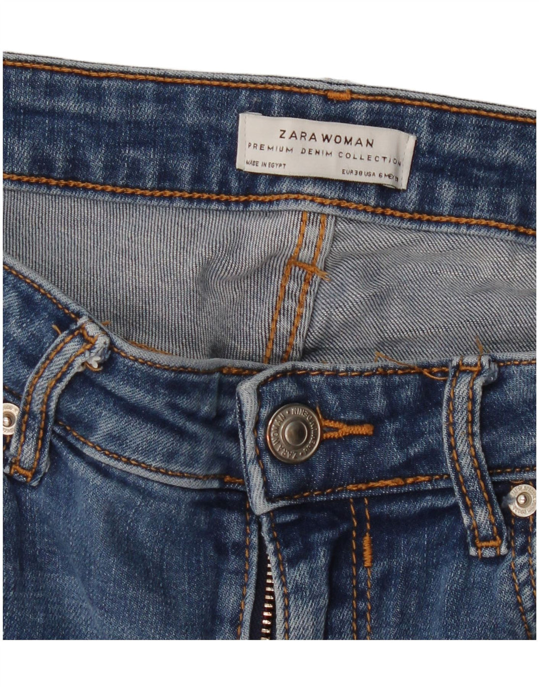 ZARA Jean slim vieilli pour femme EU 38 Small W28 L28 Bleu