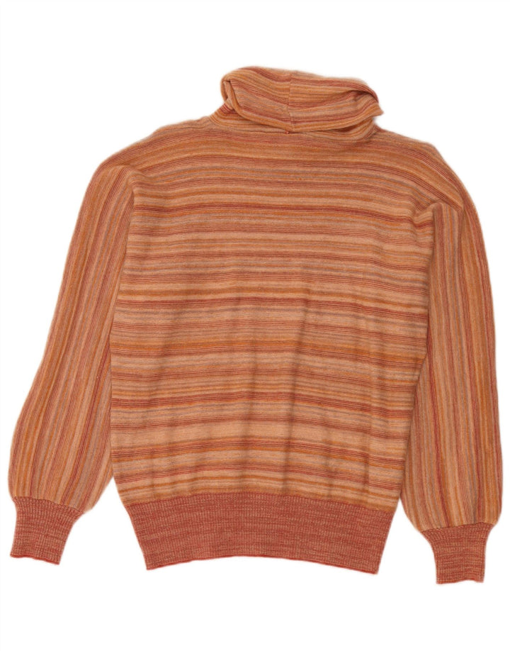 vintage Femme Roll Neck Jumper Pull IT 44 Moyen Orange Rayé
