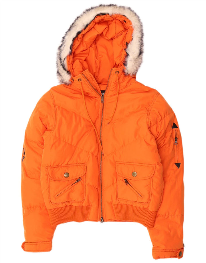 Brugi Veste matelassée à capuche pour femme UK 14 Large Orange Polyester