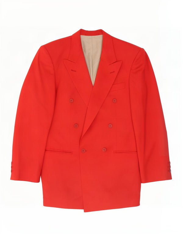 vintage Homme Double Breasted Blazer Veste IT 48 Moyen Rouge Nouvelle Laine