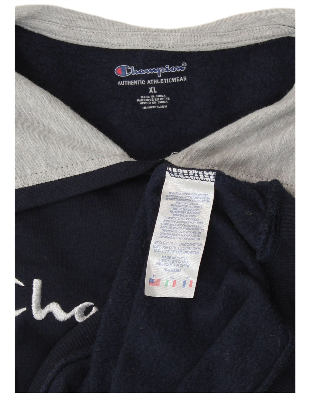 CHAMPION Pull à capuche graphique pour femme UK 18 XL Bleu marine Coton