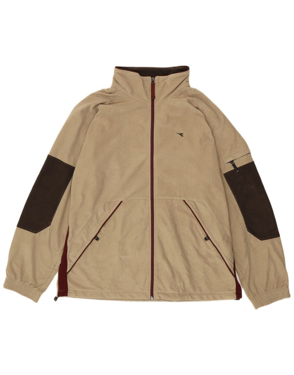 Diadora Veste de survêtement en velours pour homme UK 48 2XL Beige Colourblock