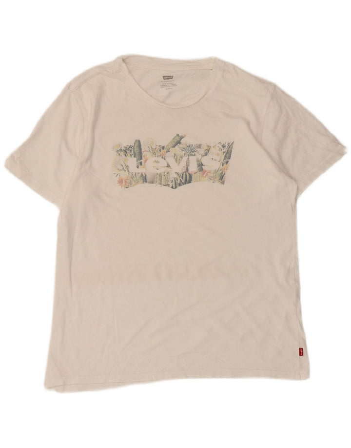 LEVI'S T-shirt graphique pour femme UK 10 Small Blanc