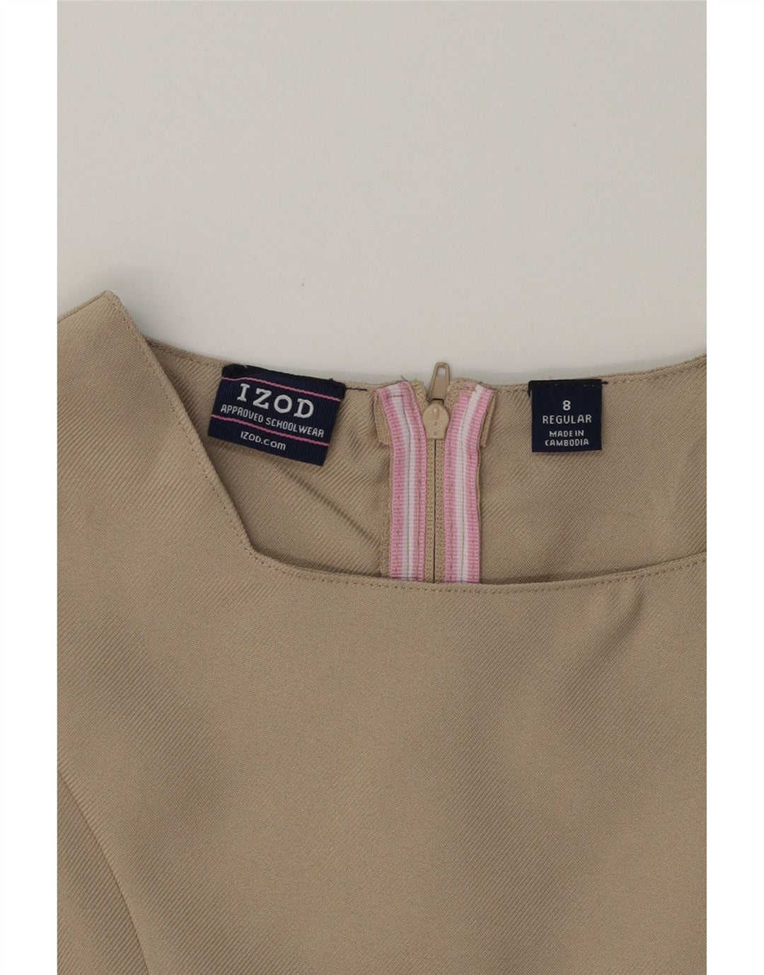 IZOD Womens Sleeveless A-Line Dress US 8 Medium Beige Polyester Vintage Izod and Second-Hand Izod from Messina Hembry 