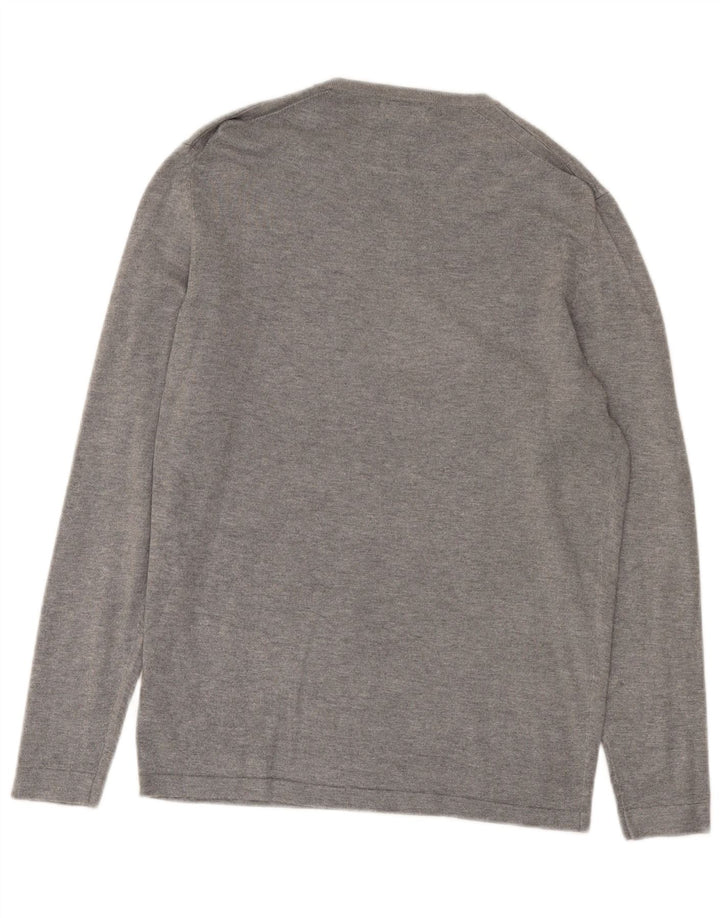 Zara Pull Col V Homme Gris Moyen Moucheté