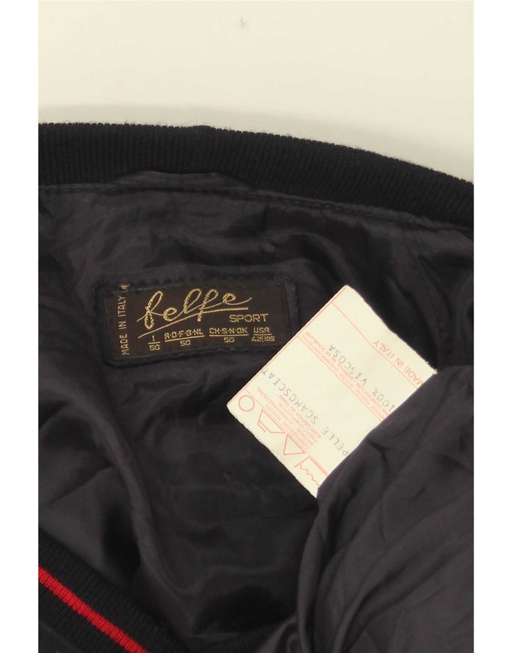 Belfe Veste Bomber En Daim Homme IT 50 Grand Cuir Bleu Marine