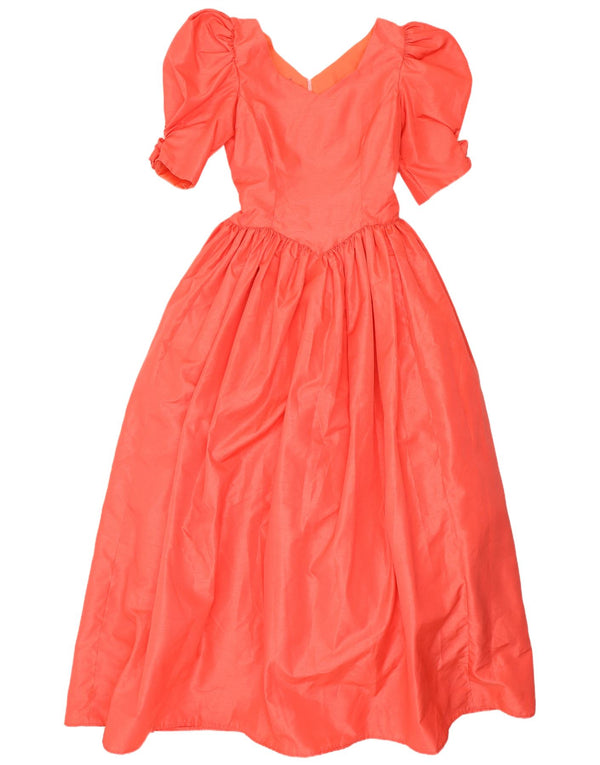 vintage Femme Maxi Robe UK 8 Petit Orange