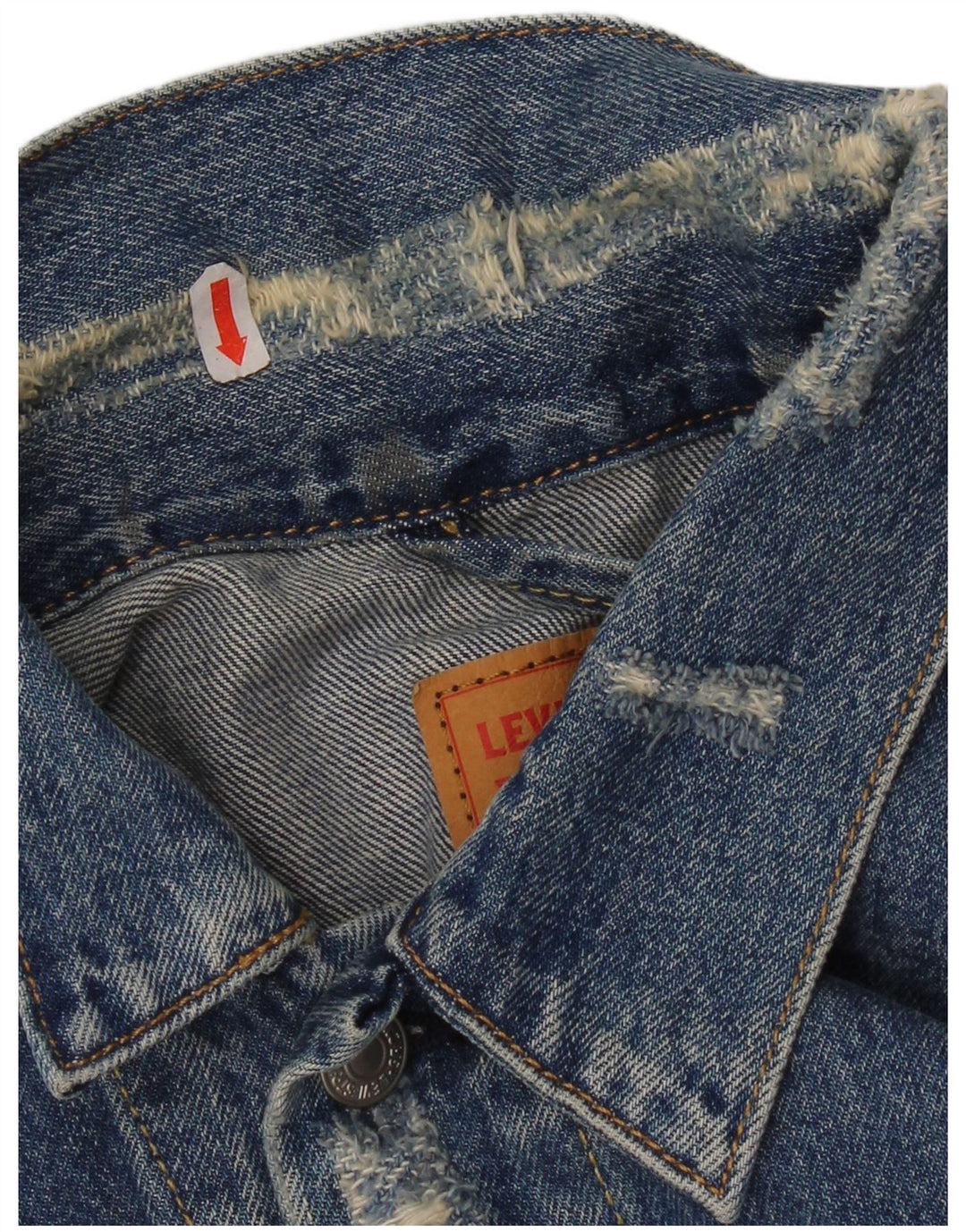 Levi's Veste en jean vieilli pour homme UK 36 Petit Bleu Coton
