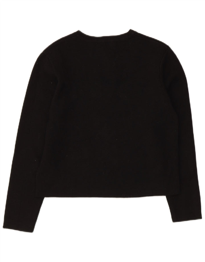 Zara Womens Crop Cardigan Pull UK 12 Moyen Noir Viscose