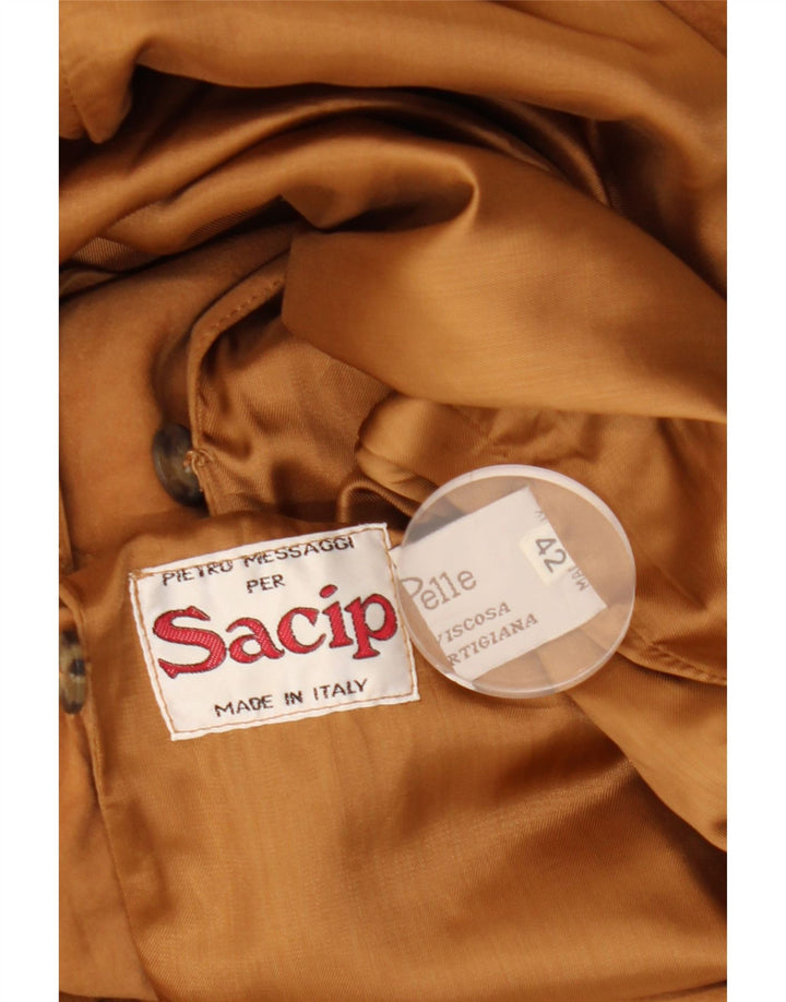 VINTAGE Veste en Daim Femme IT 42 Cuir Beige Moyen