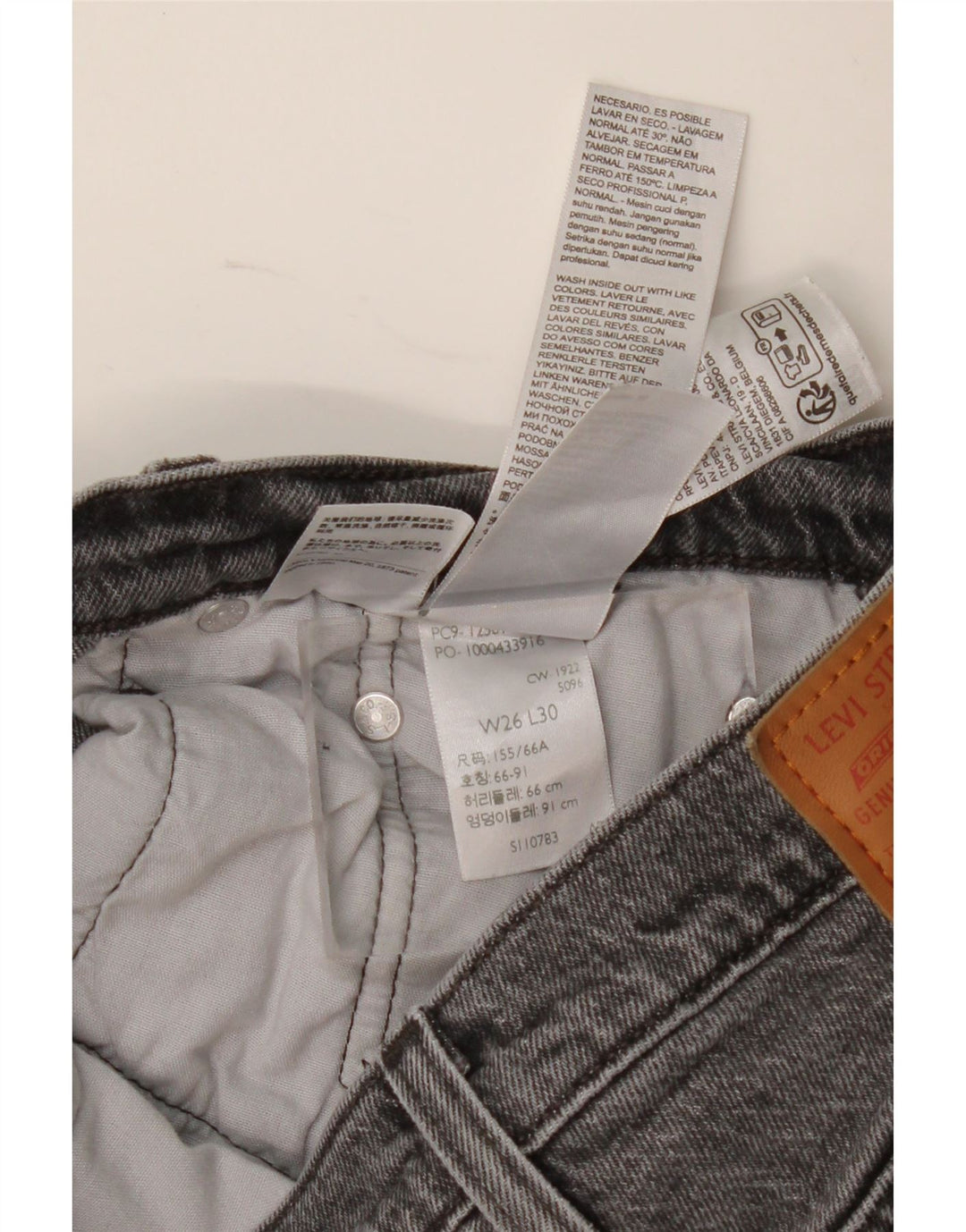 Levi's Jean Droit 501 Femme W26 L30 Gris Coton