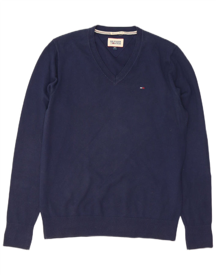 TOMMY HILFIGER Pull Col V Homme Bleu Marine Moyen Coton