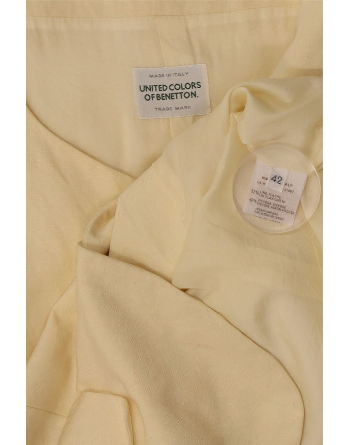 Benetton Veste blazer à 4 boutons à manches courtes pour femme IT 42 Beige moyen