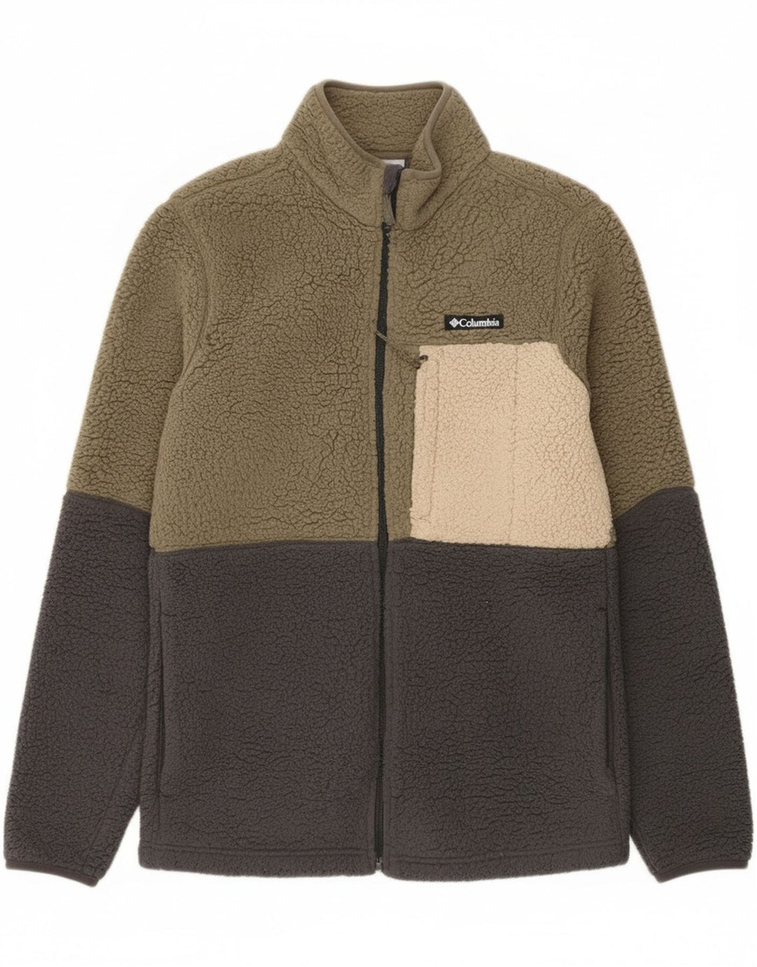 Columbia Veste polaire pour homme UK 36 Small Kaki Colourblock Polyester