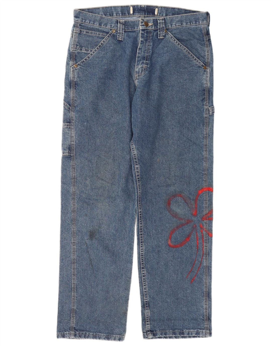 Lee Jean droit cargo femme W32 L30 coton fleuri bleu
