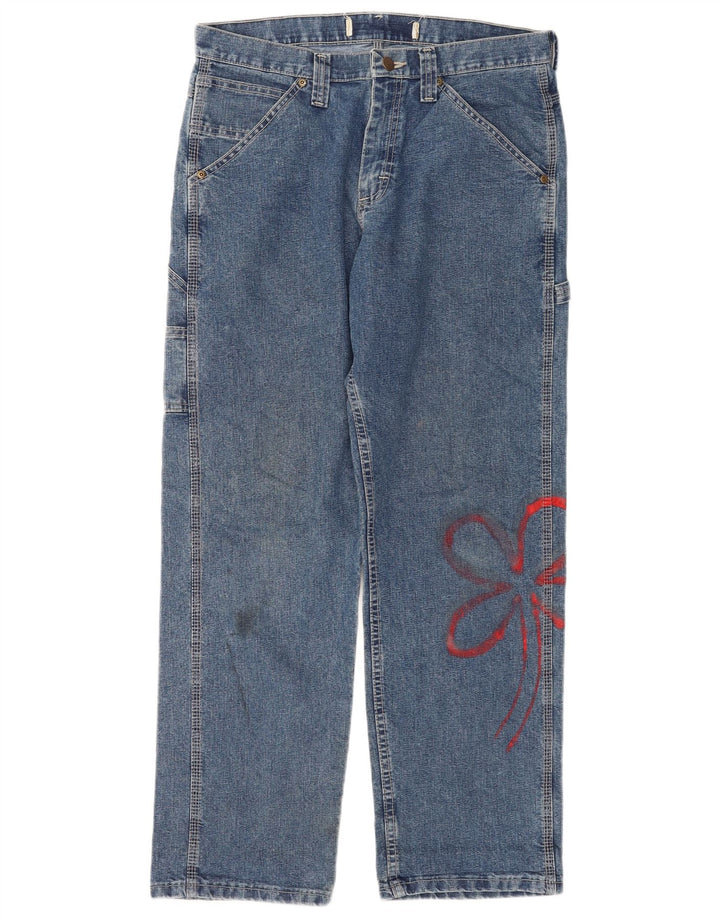 Lee Jean droit cargo femme W32 L30 coton fleuri bleu