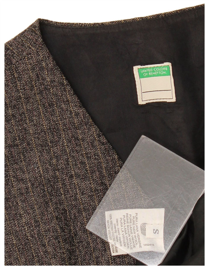 BENETTON Veste blazer longue pour femme UK 10 Petites rayures grises