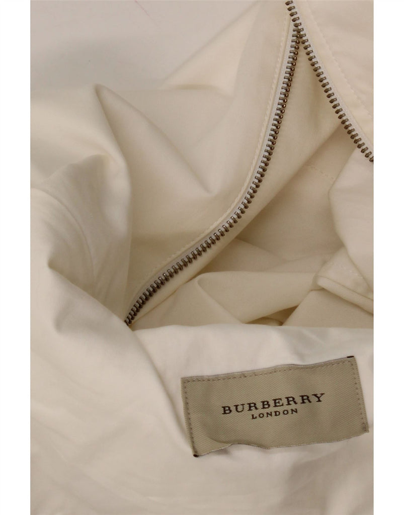 BURBERRY Womens 3 Button Blazer Jacket IT 40 Small White Cotton Vintage Burberry and Second-Hand Burberry from Messina Hembry 