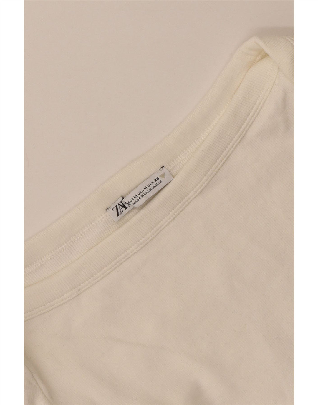 Zara Femme Crop Top Manches Longues UK 12 Medium Off White