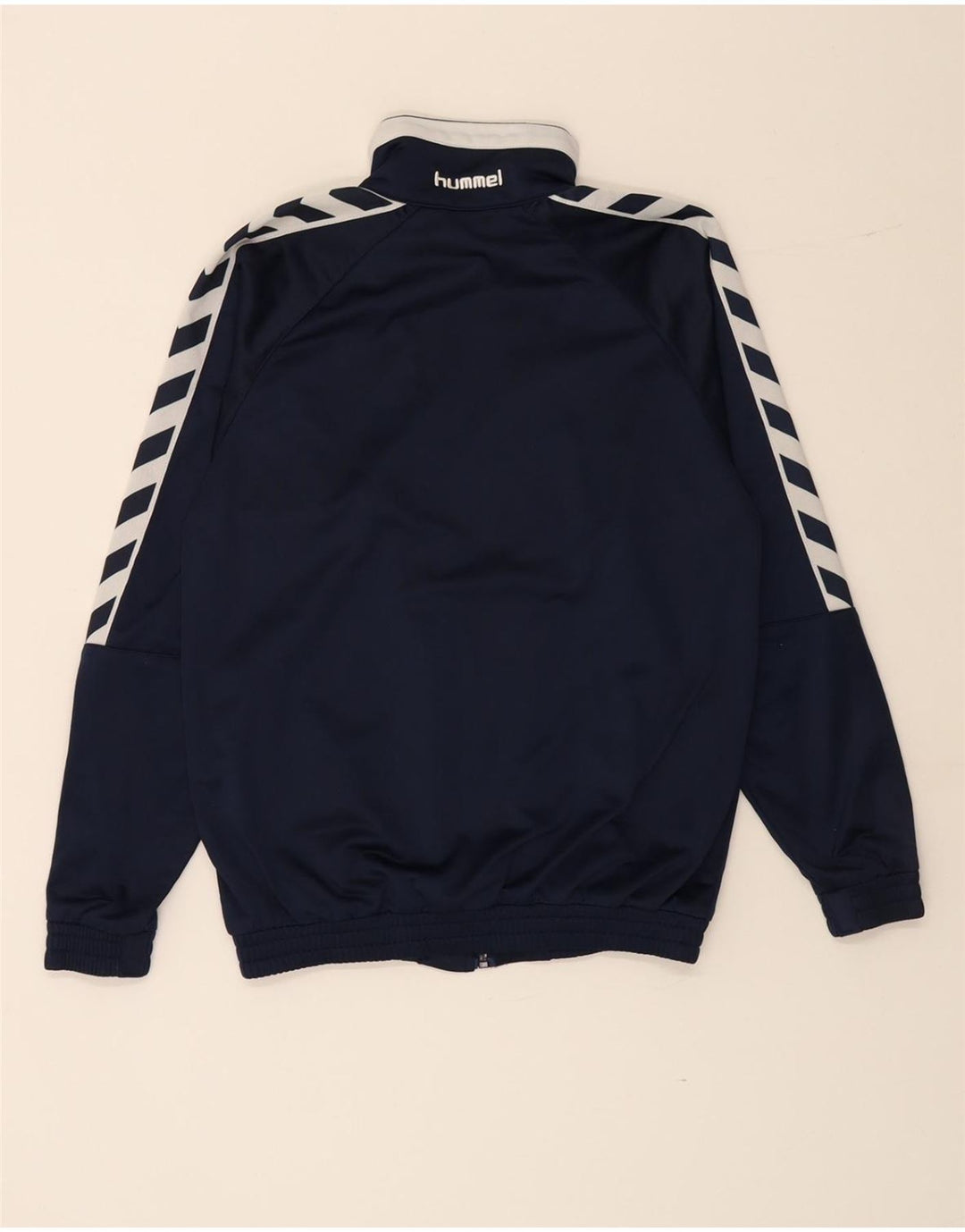 HUMMEL Boys Tracksuit Top Jacket 15-16 Years Navy Blue Geometric Polyester