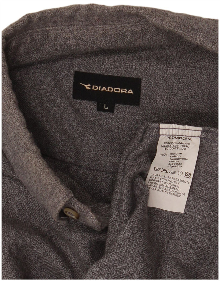 Diadora Chemise Flannel Large Gris Coton Homme