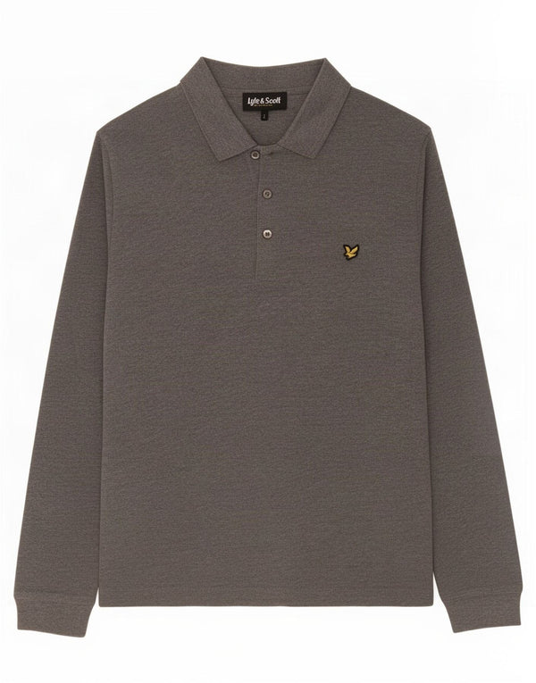 Lyle & Scott Polo à manches longues pour hommes, grand coton gris