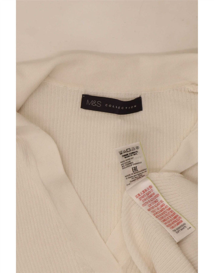 Marks & Spencer Polo Femme UK 10 Petit Viscose Blanc