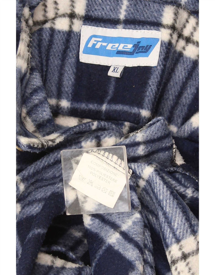 chemise en flanelle homme vintage XL Bleu Marine Plaid Polyester