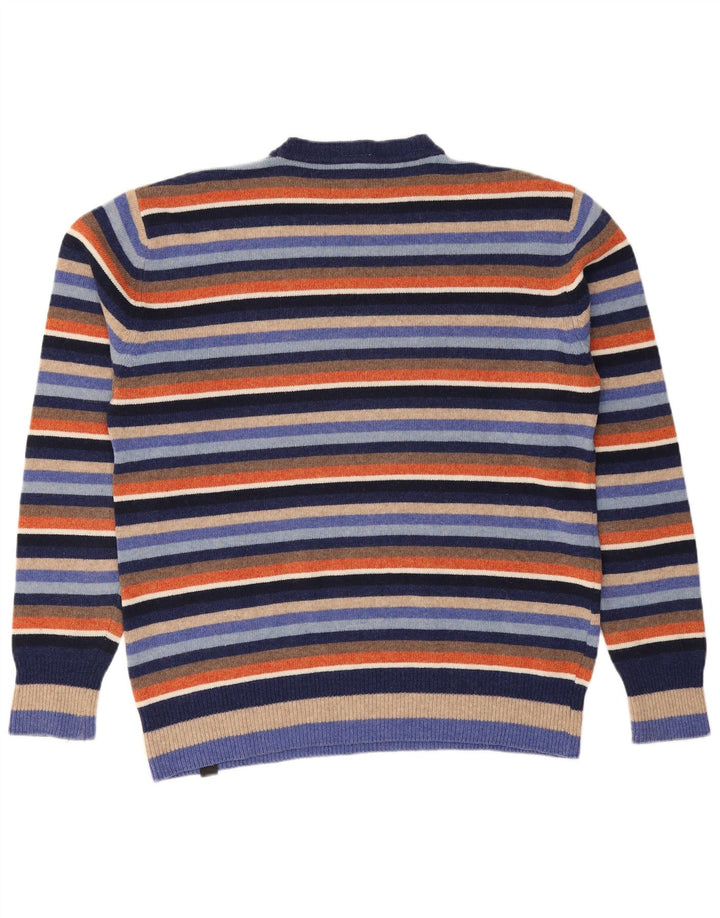 CONVERSE Mens Crew Neck Jumper Sweater XL Multicoloured Striped Wool