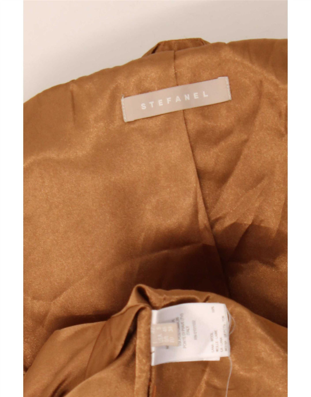 Stefanel Veste blazer double boutonnage pour femme UK 10 Petite laine à carreaux marron