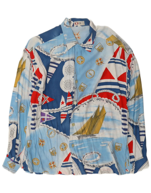 chemise graphique vintage pour hommes grand bleu