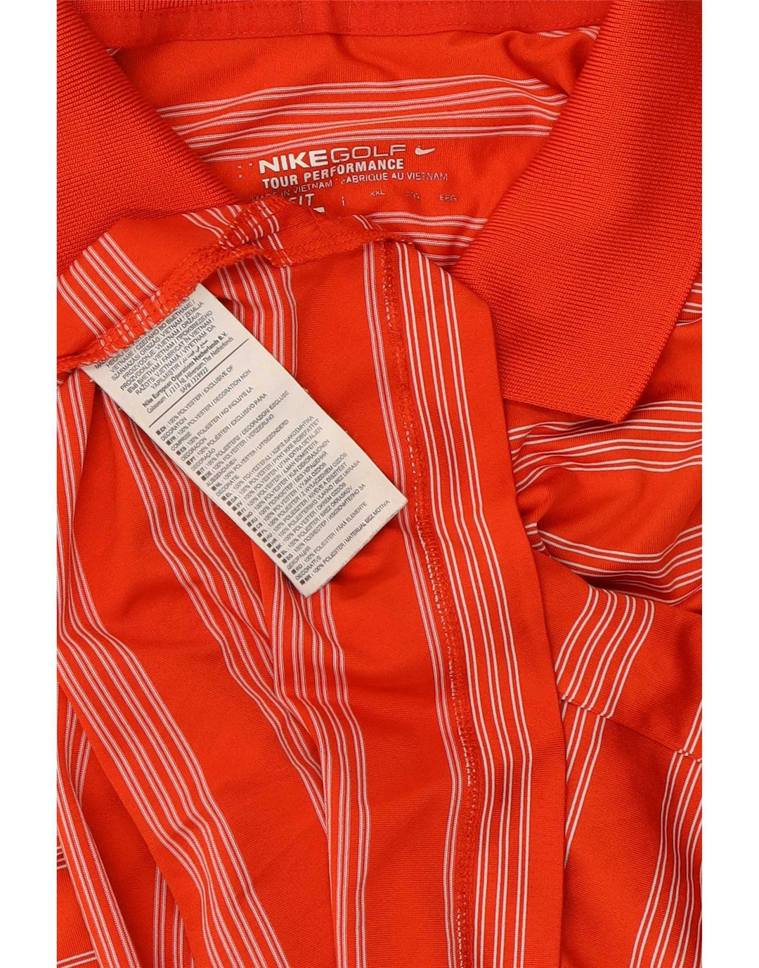 Nike Polo Dri Fit pour homme 2XL en polyester rayé orange