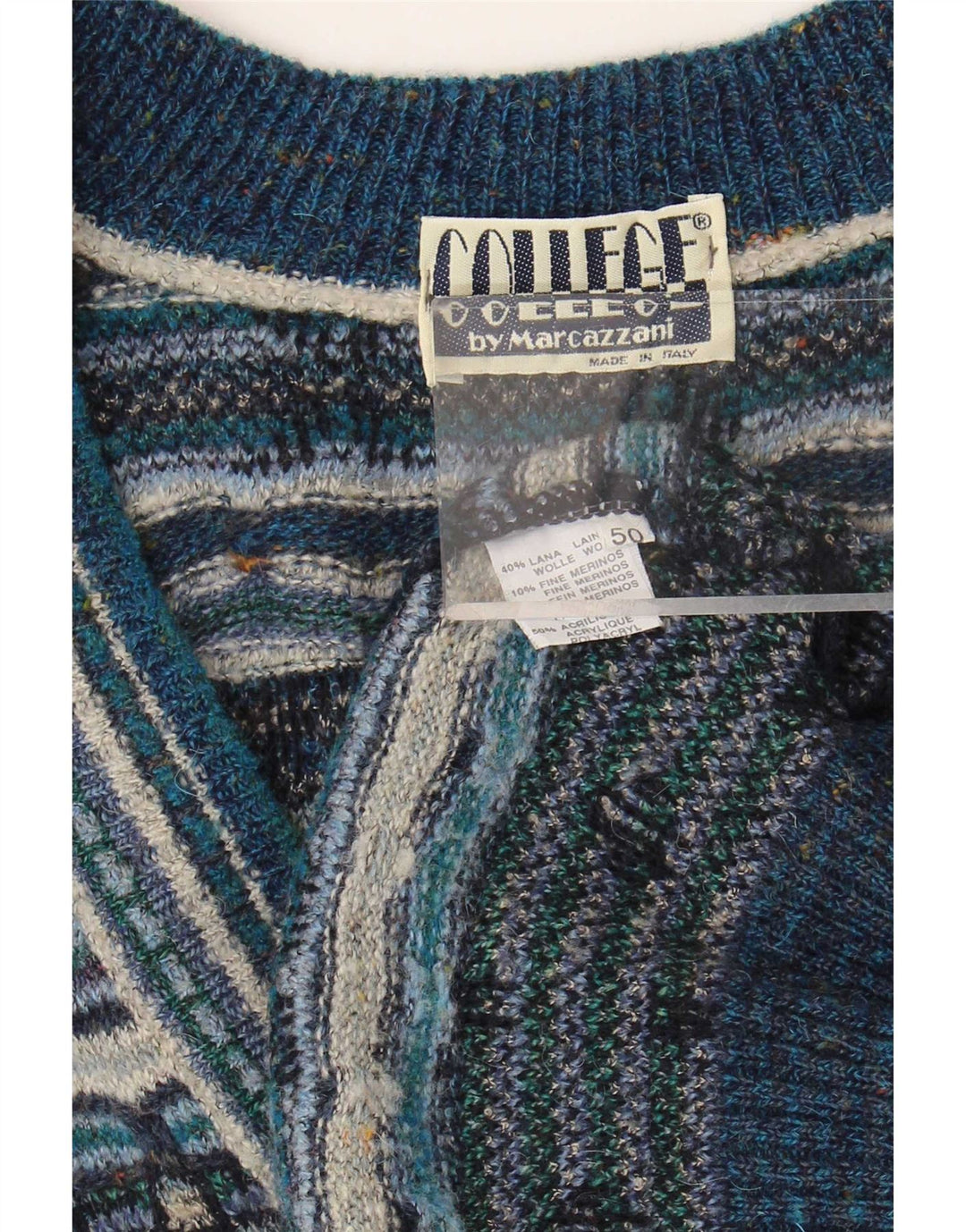 Marcazzani Cardigan Homme Pull IT 50 Medium Multicolore Fair Isle