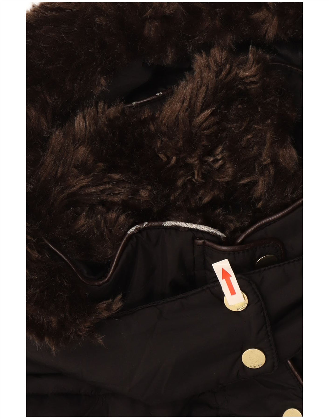 JOULES Manteau rembourré à capuche pour femme UK 10 Small Noir Polyester