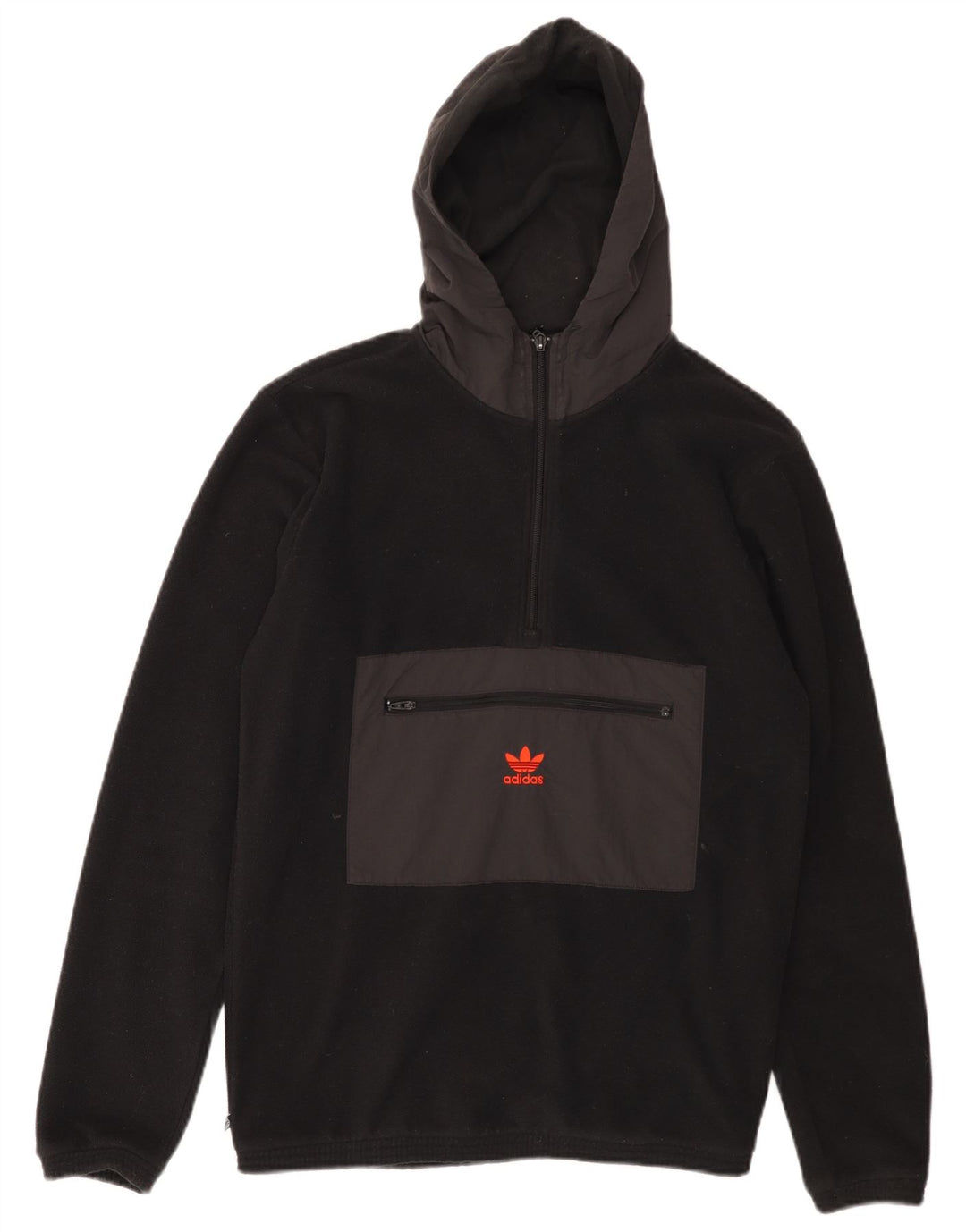 ADIDAS Pull à capuche en polaire avec col zippé pour homme Taille S Noir Colorblock