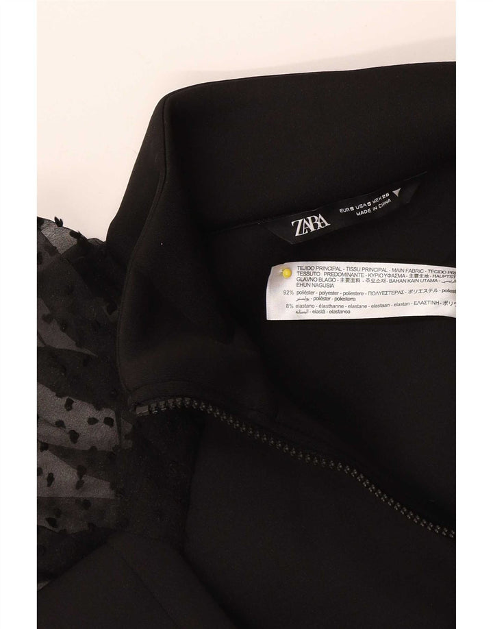 Zara Womens Crop Cardigan Top UK 10 Petit Noir Polyester