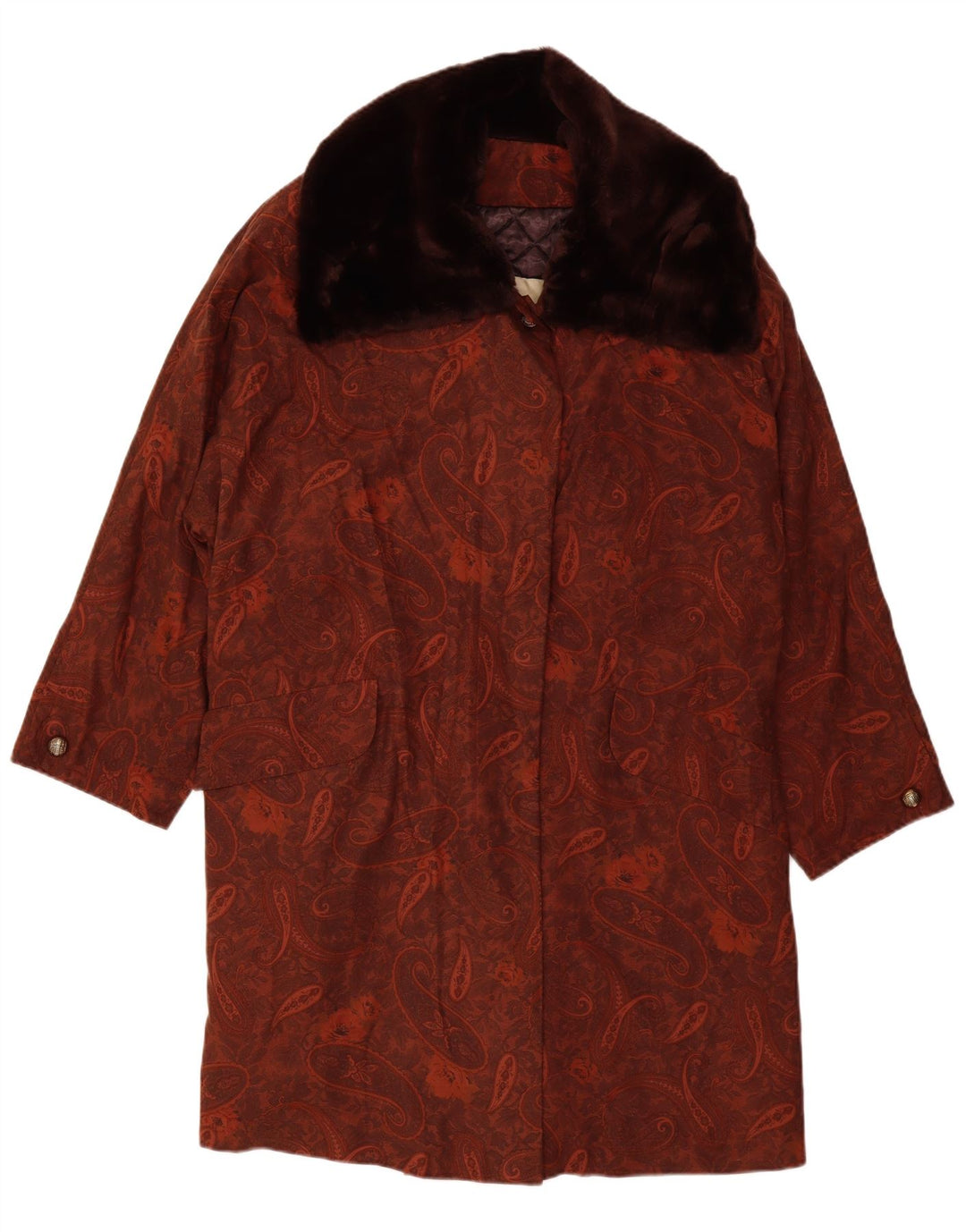 MICHAEL MORTELL Manteau surdimensionné pour femme UK 12 Marron moyen Paisley