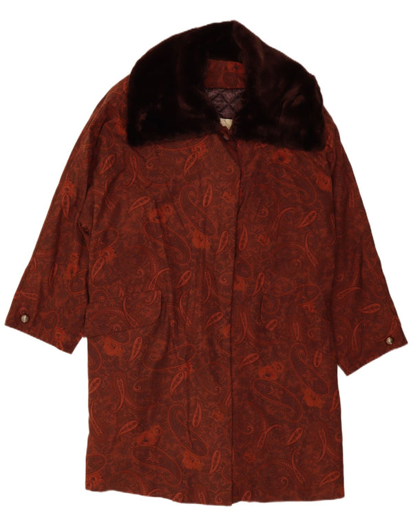 MICHAEL MORTELL Manteau surdimensionné pour femme UK 12 Marron moyen Paisley