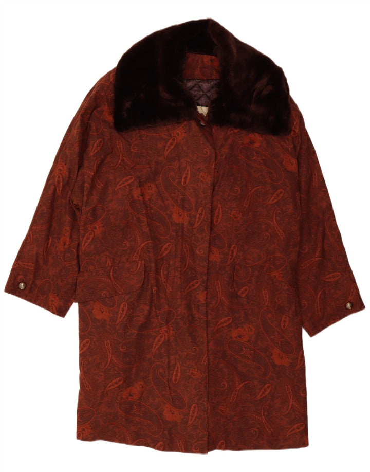 MICHAEL MORTELL Manteau surdimensionné pour femme UK 12 Marron moyen Paisley