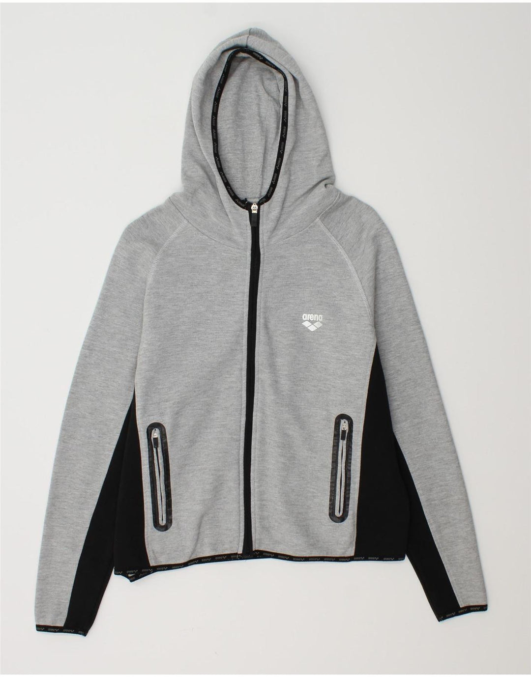 Arena Pull à capuche zippé court pour femme UK 14 Gris moyen Colourblock