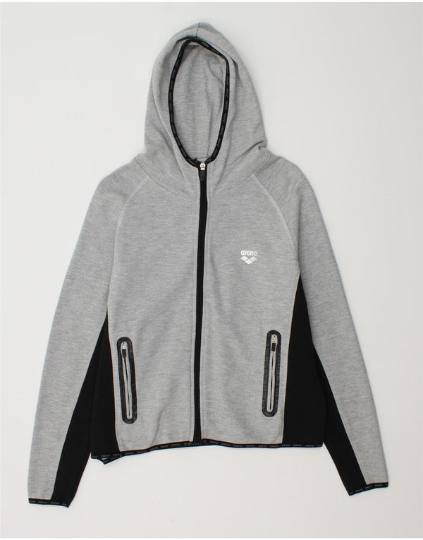 Arena Pull à capuche zippé court pour femme UK 14 Gris moyen Colourblock