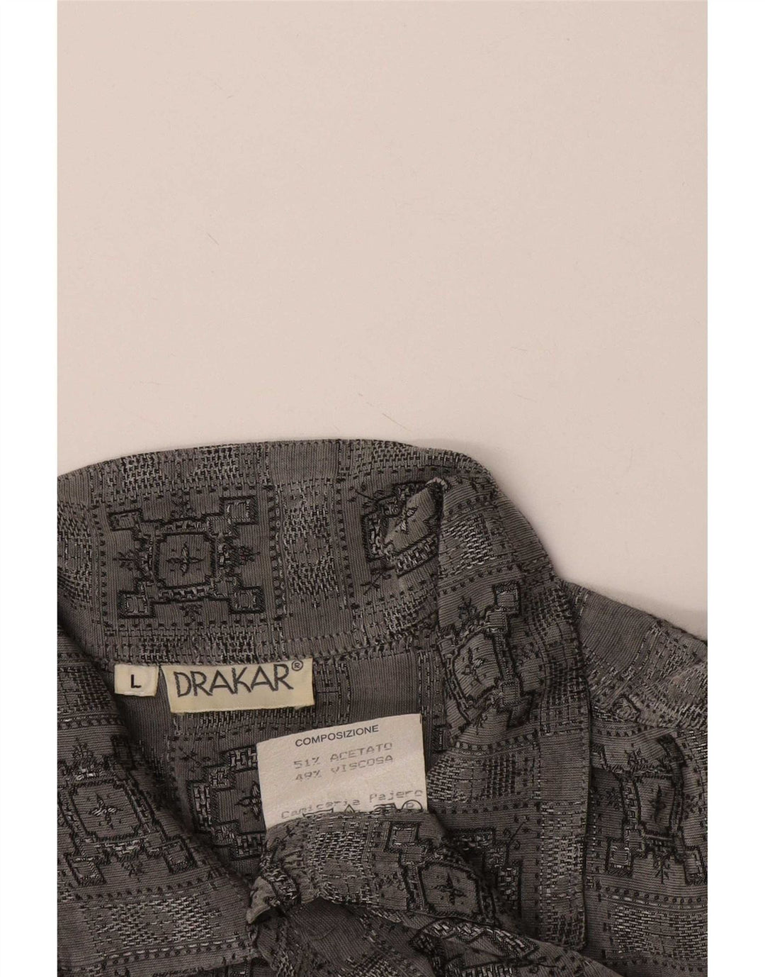 vintage Chemise à manches courtes pour hommes Grand acétate à carreaux gris