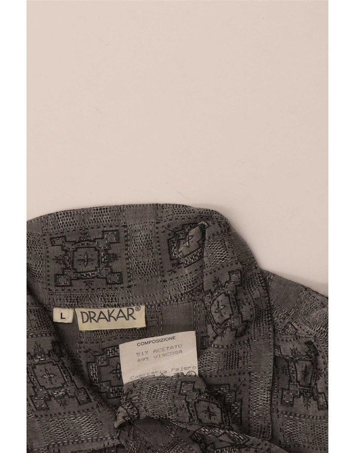vintage Chemise à manches courtes pour hommes Grand acétate à carreaux gris