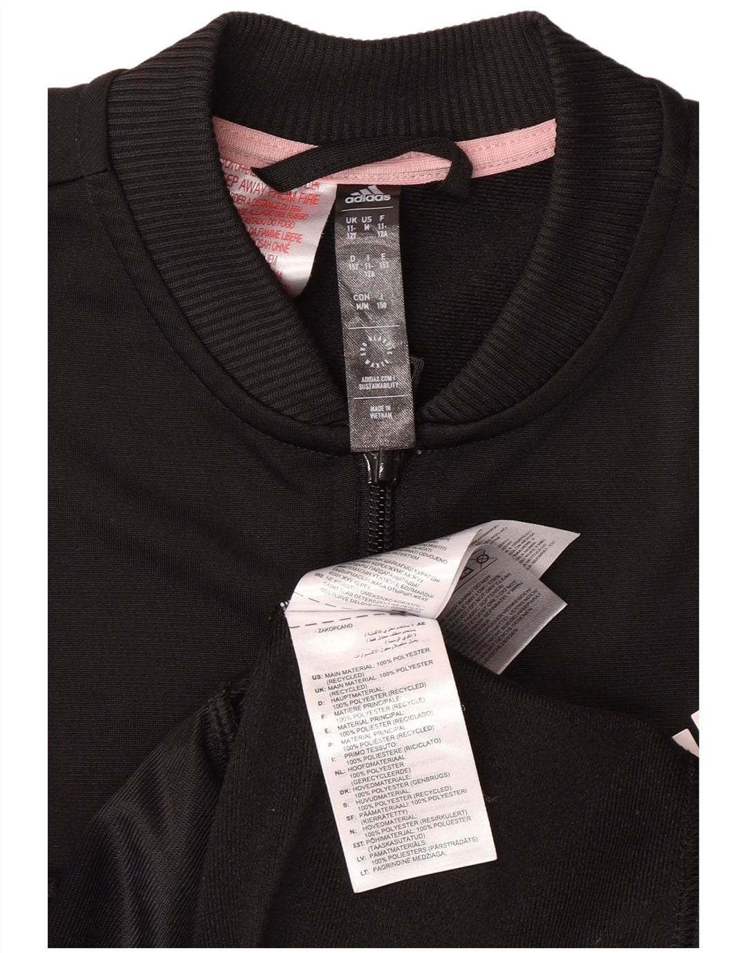 ADIDAS Veste de Survêtement Fille 11-12 ans Noir Polyester