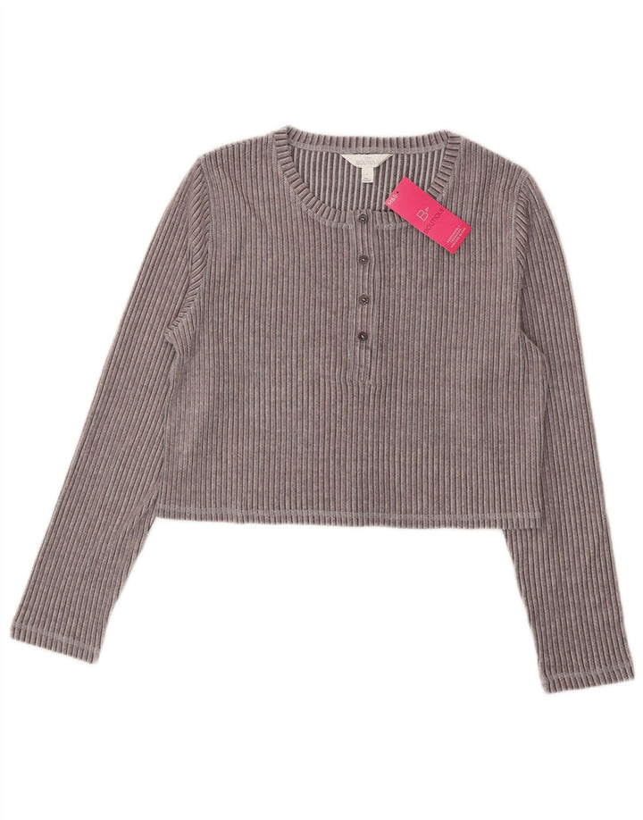 Marks & Spencer Haut court à manches longues pour femme UK 16 Large Gris Viscose