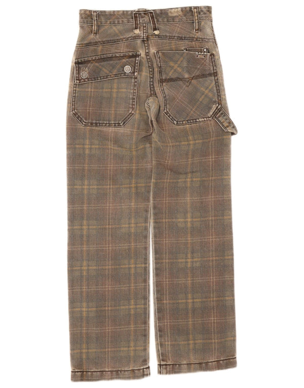 Pantalon cargo diesel à jambe large pour garçon 9-10 ans W24 L25 Gris à carreaux en coton