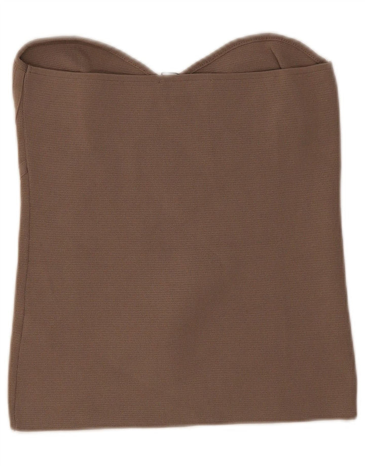 Zara Haut court sans bretelles pour femme UK 14 Large Nylon Marron